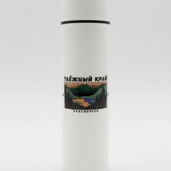 Термос белый "Таёжный край" с термодатчиком и фильтром