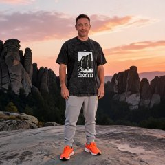 Футболка черная вареная "Перья"