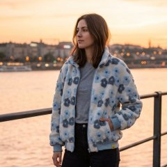 Толстовка из шерпы на молнии, голубая