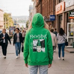 Худи зеленая с вышивкой